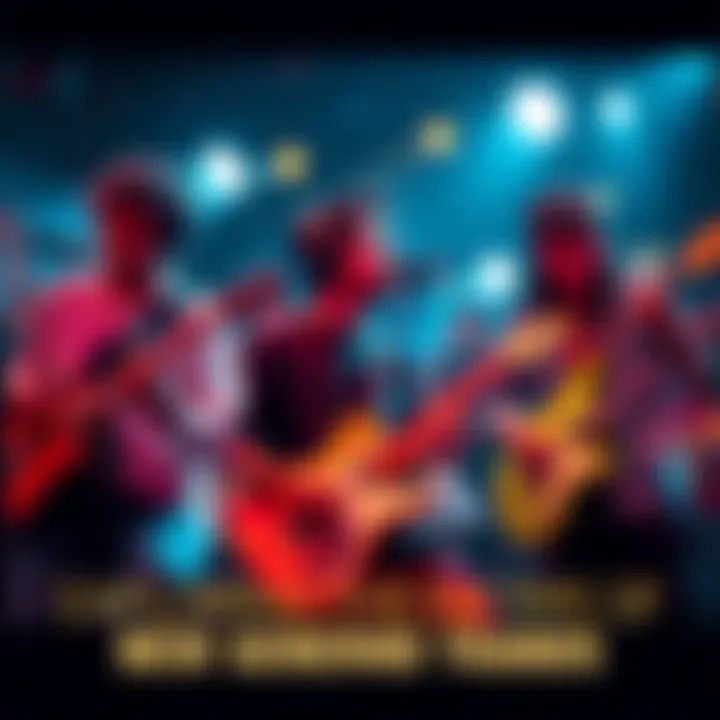 Young musicians creating new sounds A group of young musicians playing various instruments, showcasing their unique styles and sounds, reflecting the new generation of music trends.