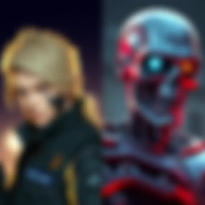 A comparison of Young Ocelot from Metal Gear and the T-1000 from Terminator, highlighting their similar looks and styles.