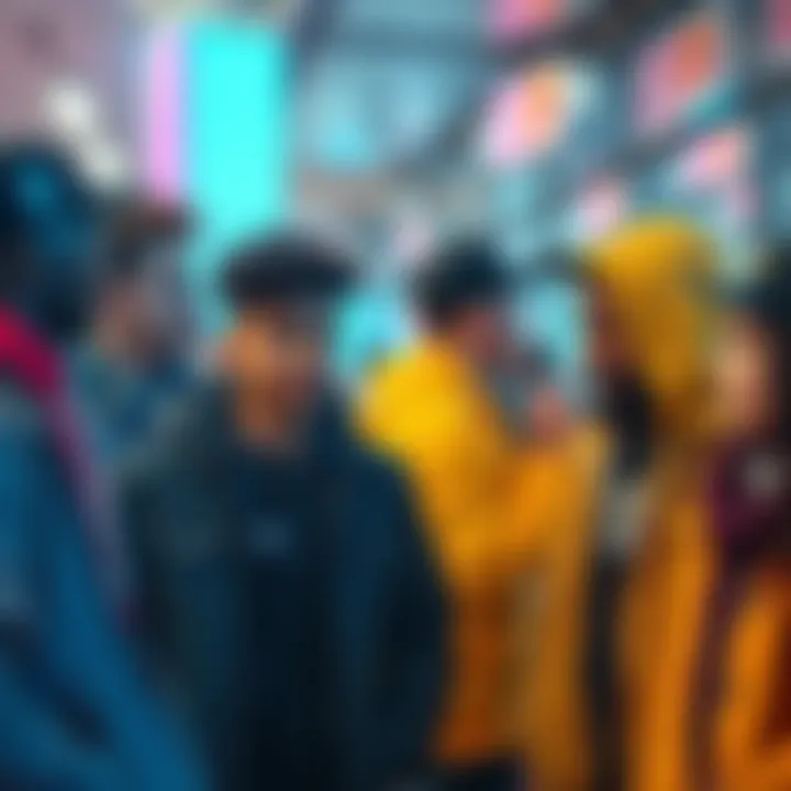 A group of young people engaged in conversation, showcasing modern urban slang expressions.