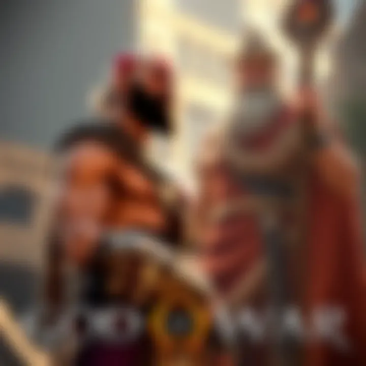 Younger Kratos with Zeus Younger version of Kratos standing with Zeus in a Greek setting, showcasing 2.5D Metroidvania style