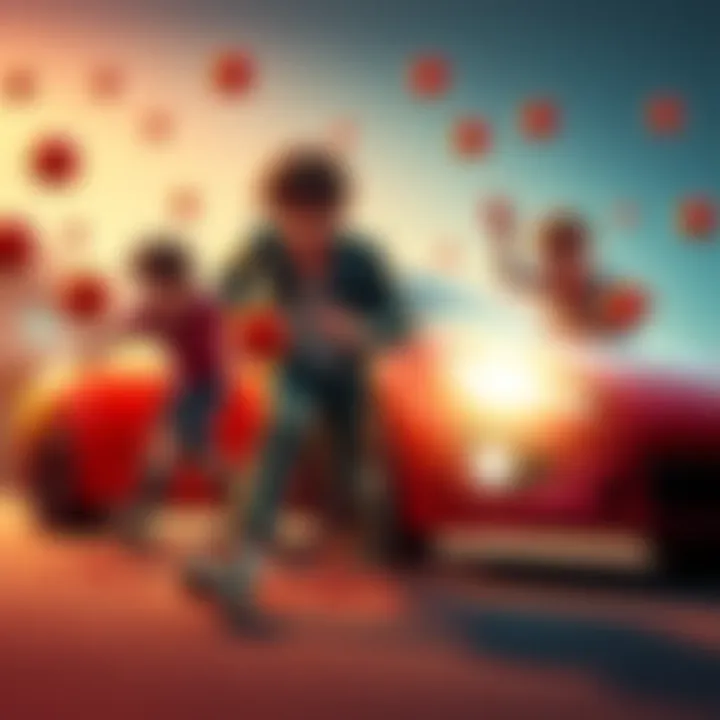 YourRAGE chasing after Yugi and Arky who are playfully throwing tomatoes at his car