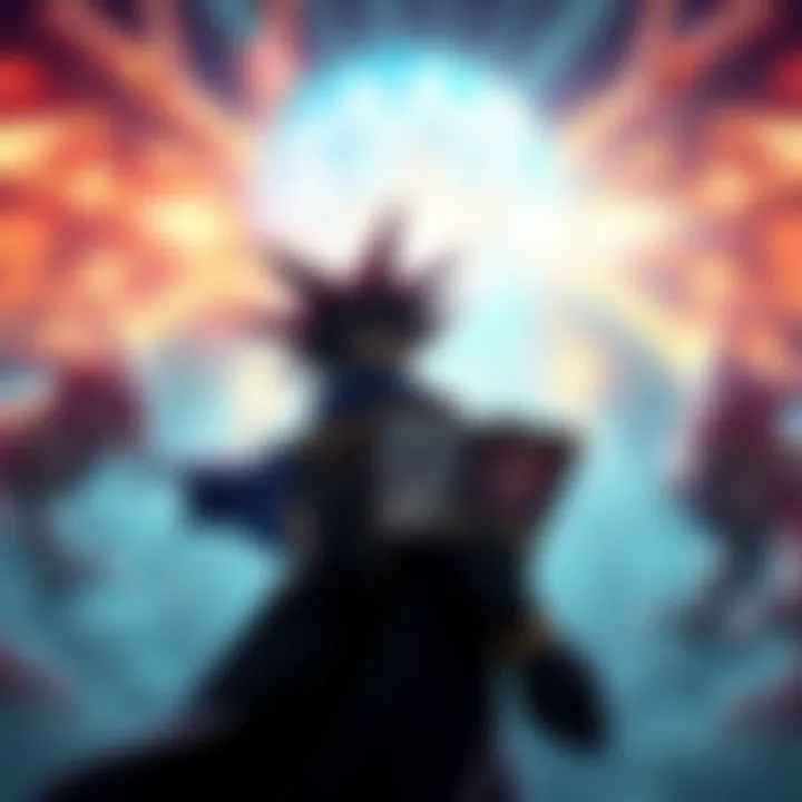 A player facing off in a duel with powerful monster cards in Yu-Gi-Oh! Forbidden Memories.