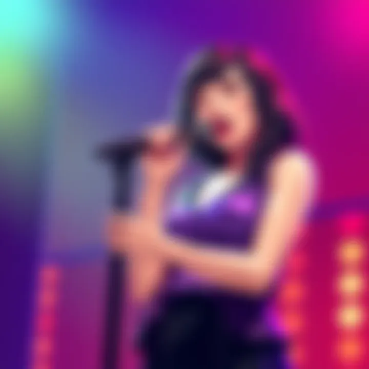 Yumi Kawamura on stage with a microphone, singing for the Persona 3 Reload soundtrack update.