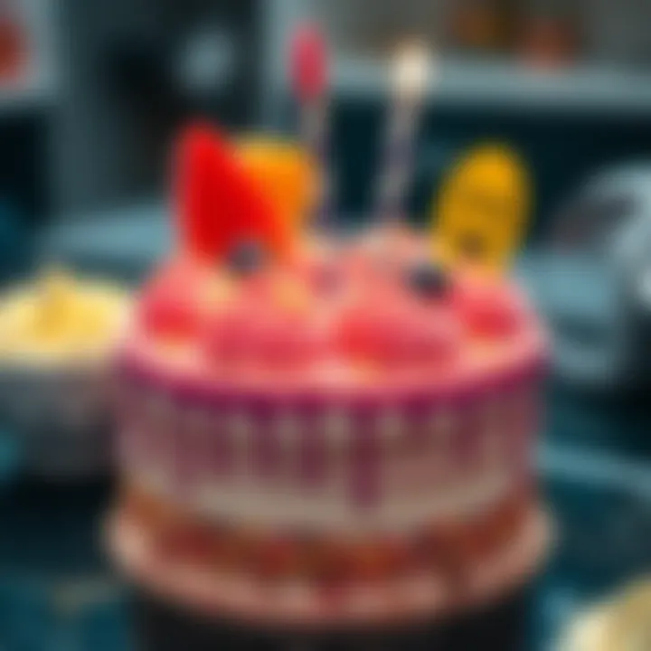 A close-up of a beautifully decorated cake created by Zane, featuring colorful frosting and creative toppings, attracting attention from food lovers.