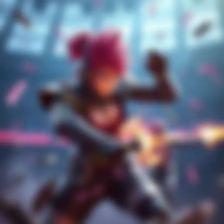 A player using Zarya's abilities in a Stadium match, showcasing her strong barrier and energy mechanics.