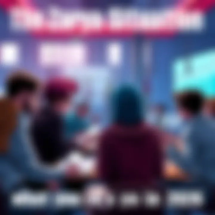 People discussing the Zarya situation at a community forum with charts and papers