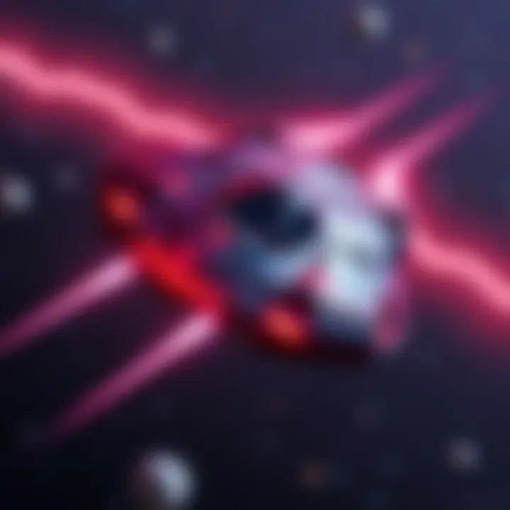 A sleek spaceship representing Zavala soaring through the stars, highlighting its unique design and color scheme.