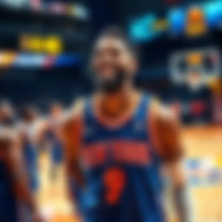 ZEKKEN in Knicks Jersey ZEKKEN wearing a New York Knicks jersey, smiling on the basketball court with teammates