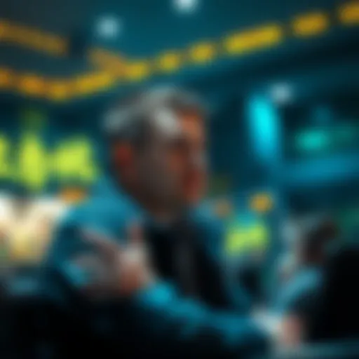 A prominent Zen player discussing his views on a game in front of an audience, with a gaming setup in the background.