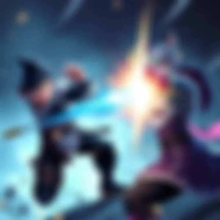 Zen and Rein in Action Character Zen using a boost ability while character Rein blocks an attack