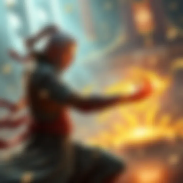 Zen character performing a healing action with a glowing aura in a gaming arena