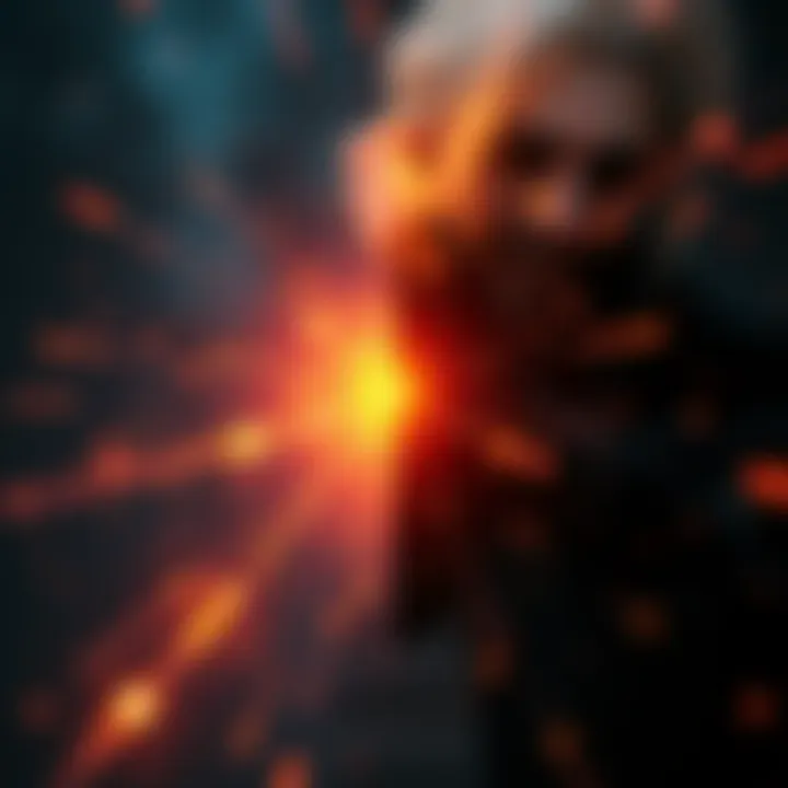 A visual of contrasting bright and dark elements representing Zenith and Nadir, with memory symbols fading in the background.