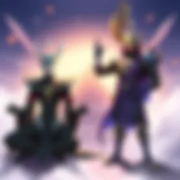 Zenyatta and Ramattra Two Overwatch heroes, Zenyatta meditating and Ramattra standing confidently, representing different philosophies