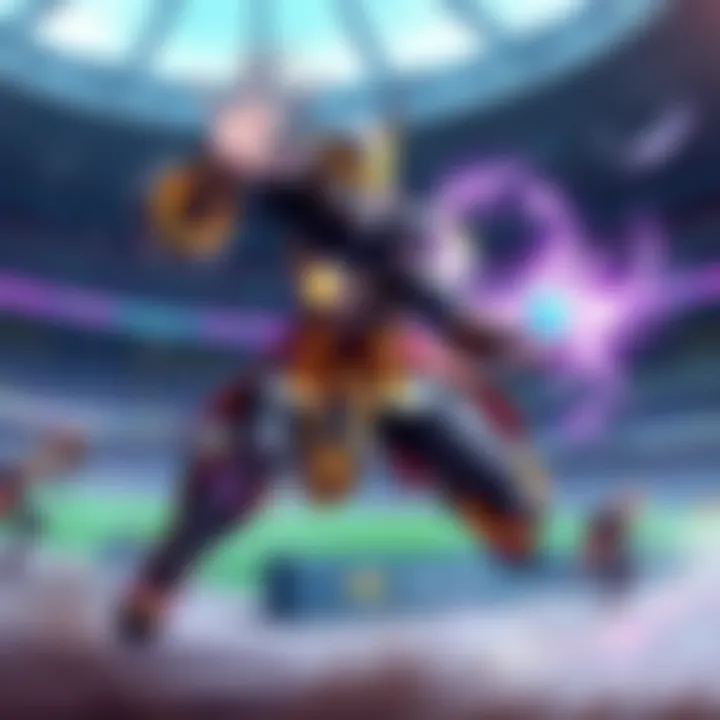 A dynamic scene showing Zenyatta using his powers in a stadium setting, showcasing attack speed and ability power.