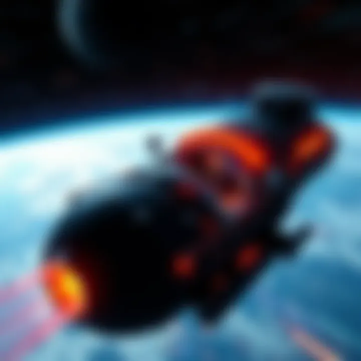 Zero Gravity Navigation Techniques A visual representation of constant velocity in a zero gravity environment, showcasing spacecraft maneuvering techniques and velocity maintenance strategies.