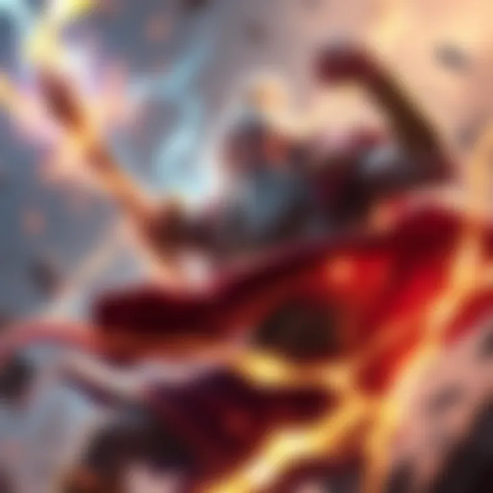 Zeus character using lightning powers during an intense late-game battle with opponents