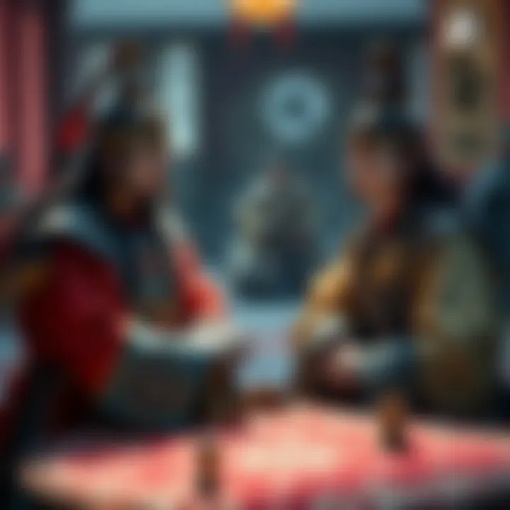 Zhuge Liang advising Liu Bei in a strategic meeting during the Three Kingdoms period.