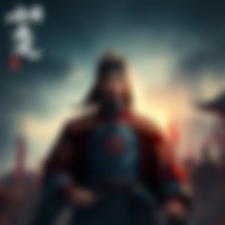 Zhuge Liang stands solemnly, contemplating the aftermath of the Battle of Red Cliff, with a distant look as he recalls the losses faced by Cao Cao's soldiers.