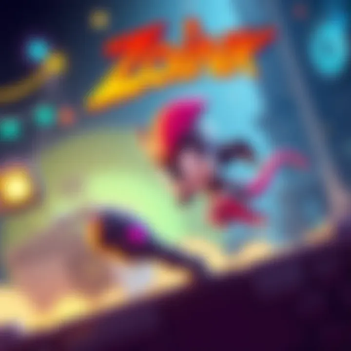 Zoink in Action A colorful scene of Zoink trying to conquer a game level, showing his determination and gameplay skills.