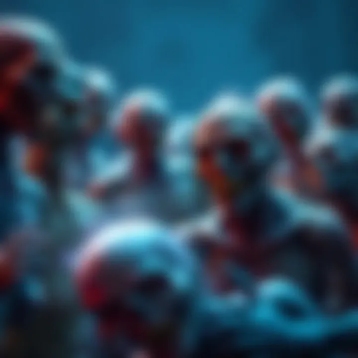 Zombie Model Collection A display of various zombie models from different series, showcasing unique designs and features.