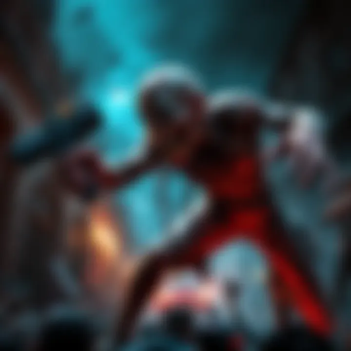 A terrifying zombie attacks despite losing limbs, creating an intense gaming atmosphere.