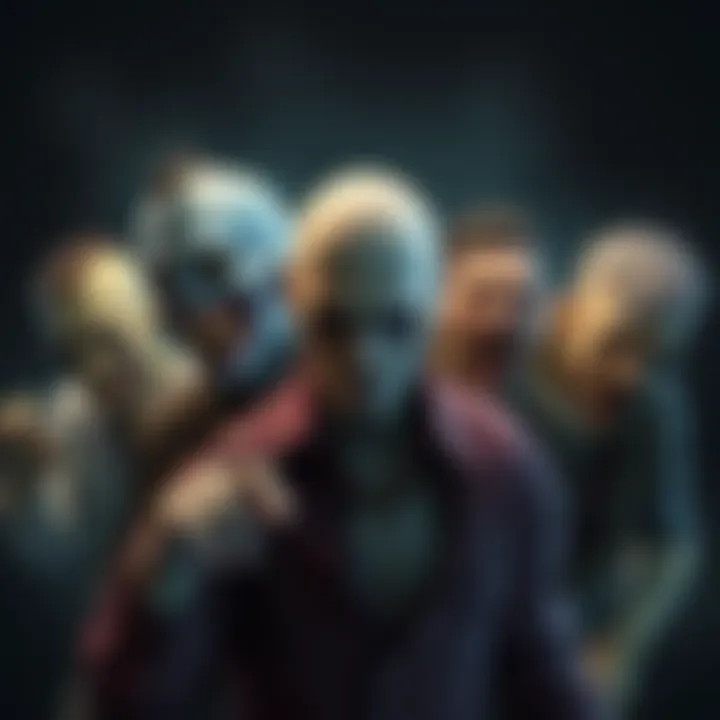Zombie Game Characters A group of zombie characters from various popular zombie games, showcasing their unique designs and features, with a dark, moody background.