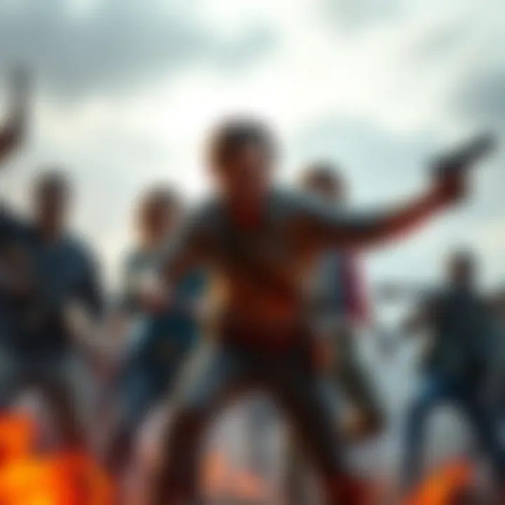 Zombie Showdown with TWD Characters TWD characters preparing for a showdown against zombie survivors, showcasing their determination and survival skills.