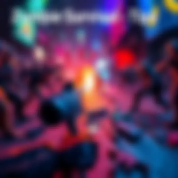 A player fighting zombies in a vibrant game environment with various weapons and items on the ground.