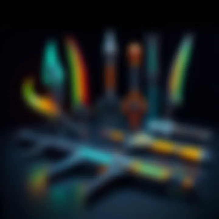 Illustration of zorp and zorpal weapons displayed on a table, showcasing their unique designs and features.