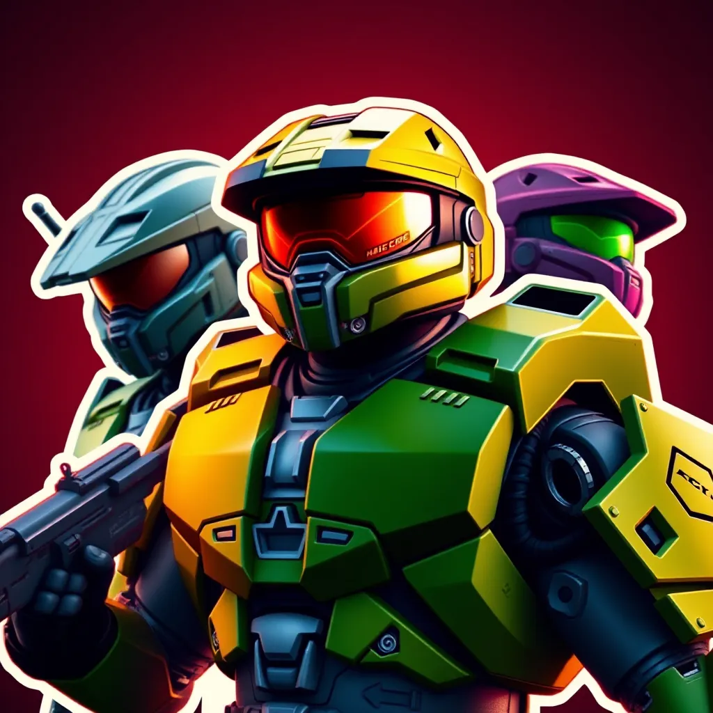 Master Chief Video Game Icons Sticker Set Collection : LevelUpTalk