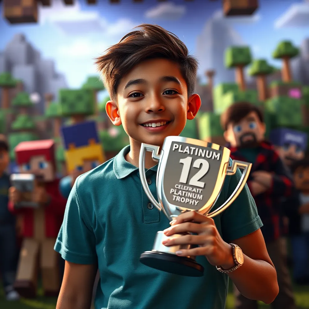 Minecraft Fan Celebrates Platinum Trophy #12 Achievement : LevelUpTalk
