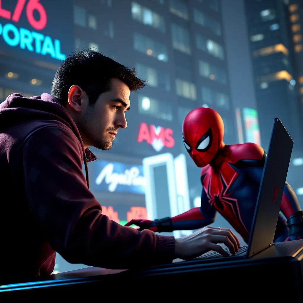 Spider Man Using Computer Playing Marvel's Spiderman Remastered on Low-End Laptops : LevelUpTalk